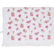 Clayre & Eef Gastendoekje  40x66 cm Wit Roze Katoen Roosjes Toilet Han...
