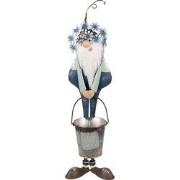 Clayre & Eef Decoratie Beeld Kabouter 67 cm Blauw Wit IJzer