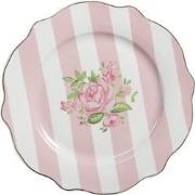 Clayre & Eef Ontbijtbord  Ø 20 cm Roze Wit Porselein Rozen Bord