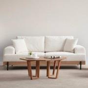 3-zits Bank Eti Wit - Naturel Houten Frame