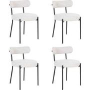 QUVIO Eetkamerstoelen Leanne - Bouclé - Staal - Wit - Set van 4