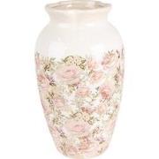 Clayre & Eef Vaas Ø 21x37 cm Beige Roze Keramiek Rozen