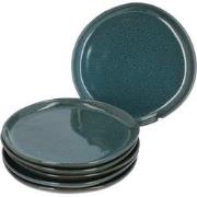 6 stuks Ontbijtborden Jade Groen - Reactive Glazing Aardewerk