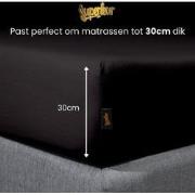 Superieur Hoeslaken - 90x210/220 cm - Zwart - 100% katoen