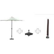 Zweefparasol Lotus - met voet en hoes - 300 cm - Olijfgroen doek