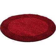 Tapijtenloods Basic Rond Shaggy Kader vloerkleed Rood Hoogpolig- 160 C...