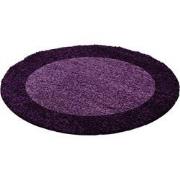 Tapijtenloods Basic Rond Shaggy Kader vloerkleed Paars Hoogpolig- 160 ...
