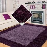 Tapijtenloods Basic Shaggy Kader vloerkleed Paars Hoogpolig- 300x400 C...