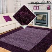Tapijtenloods Basic Shaggy Kader vloerkleed Paars Hoogpolig- 100x200 C...