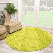 Rond Loca Shaggy Vloerkleed – Modern Uni Effen – Groen Hoogpolig & Zac...