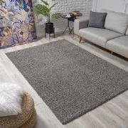 Loca Shaggy Vloerkleed – Modern Uni Effen – Grijs Hoogpolig & Zacht- 2...