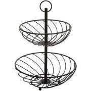 Decopatent® Fruitschaal - 2 Laags Rond - Dubbele Fruitmand met Handvat...