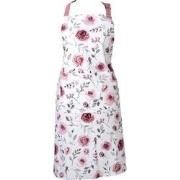 Clayre & Eef Keukenschort  70x85 cm Wit Roze Katoen Rozen BBQ Schort