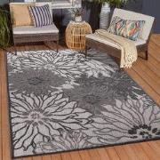 Floral Outdoor - Buitenkleed Tuin - Weerbestendig Vloerkleed - Grijs- ...