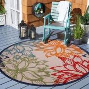 Floral Outdoor - Buitenkleed Tuin - Rond - Weerbestendig Vloerkleed - ...