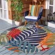 Floral Outdoor - Buitenkleed Tuin - Rond - Weerbestendig Vloerkleed - ...