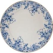 Clayre & Eef Ontbijtbord  Ø 21 cm Blauw Porselein Rond Bloemen Bord