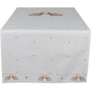 Clayre & Eef Tafelloper  50x140 cm Wit Bruin Katoen Konijn Tafelkleed