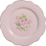Clayre & Eef Ontbijtbord  Ø 20 cm Roze Porselein Rozen Bord