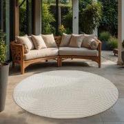 Berlin Outdoor - Japandi - Rond - Creme - Buitenkleed Tuin - Weerbeste...