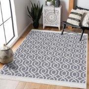 Boho Kelim Dubbelzijdig Wasbaar Vloerkleed Grijs Wit- 120x170 CM