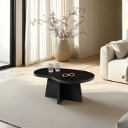 Organische Salontafel Ollie 80 x 55cm, kleur zwart eiken