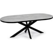 Stalux Plat ovale eettafel 'Noud' 180 x 100, kleur zwart / beton
