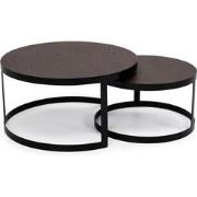 Stalux Salontafelset 'Saar' rond 80 en 60cm, kleur zwart / bruin hout