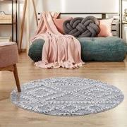 Vloerkleed Focus - Rond - Hoogpolig - Fluffy  - Scandinavisch - Grijs-...
