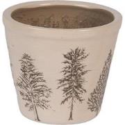 Clayre & Eef Bloempot Ø 12x11 cm Beige Keramiek Dennenbomen