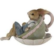 Clayre & Eef Beeld Konijn 11x8x7 cm Bruin Groen Polyresin Woonaccessoi...