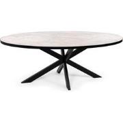 Stalux Ovale eettafel 'Mees' 240 x 110cm, kleur zwart / wit marmer