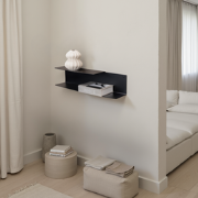 Dubbele wandplank 'Riser' M, 66cm, kleur zwart