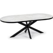 Stalux Plat ovale eettafel 'Noud' 180 x 100, kleur zwart / wit marmer