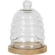 Clayre & Eef Stolp  Ø 15x20 cm Hout Glas Rond Glazen Stolp