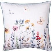 Clayre & Eef Kussenhoes  40x40 cm Wit Groen Katoen Vierkant Bloemen Si...