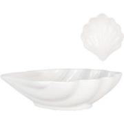Clayre & Eef Kom Schelp 16x15x4 cm Wit Keramiek