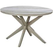 Calma high dining tafel dia. 120 cm aluminium salix/travertin