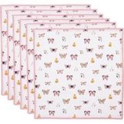 Clayre & Eef Servetten Katoen Set van 6  40x40 cm Beige Roze Katoen Vl...