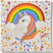 Clayre & Eef Servetten Papier Set van 20 33x33 cm Wit Eenhoorn