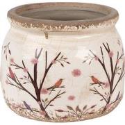 Clayre & Eef Bloempot  Ø 12x10 cm Beige Bruin Keramiek Takken Bloempot...