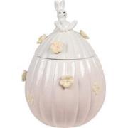 Clayre & Eef Voorraadpot Ei Ø 16x23 cm Roze Keramiek Ovaal