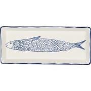Clayre & Eef Serveerschaal  30x12x2 cm Beige Keramiek Rechthoek Vis Pr...