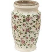 Clayre & Eef Vaas  Ø 15x26 cm Roze Beige Keramiek Bloemen Decoratie Va...