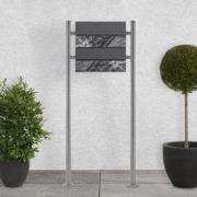Brievenbus met staander 37x37x11 cm antraciet/marmer-look staal ML des...