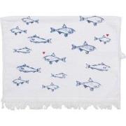 Clayre & Eef Gastendoekje  40x66 cm Wit Blauw Katoen Vissen Toilet Han...