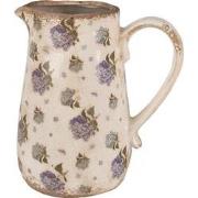 Clayre & Eef Decoratie Kan  16x12x18 cm Beige Blauw Keramiek Bloemen S...