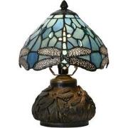 LumiLamp Tiffany Tafellamp  Ø 20x28 cm Blauw Glas Libelle Tiffany Bure...