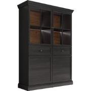 Meubella Vitrinekast Leroy - Zwart eiken - 114 cm