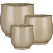 Mica Decorations Bloempot James - 29x29x28 cm - Zink - Beige - Set van...